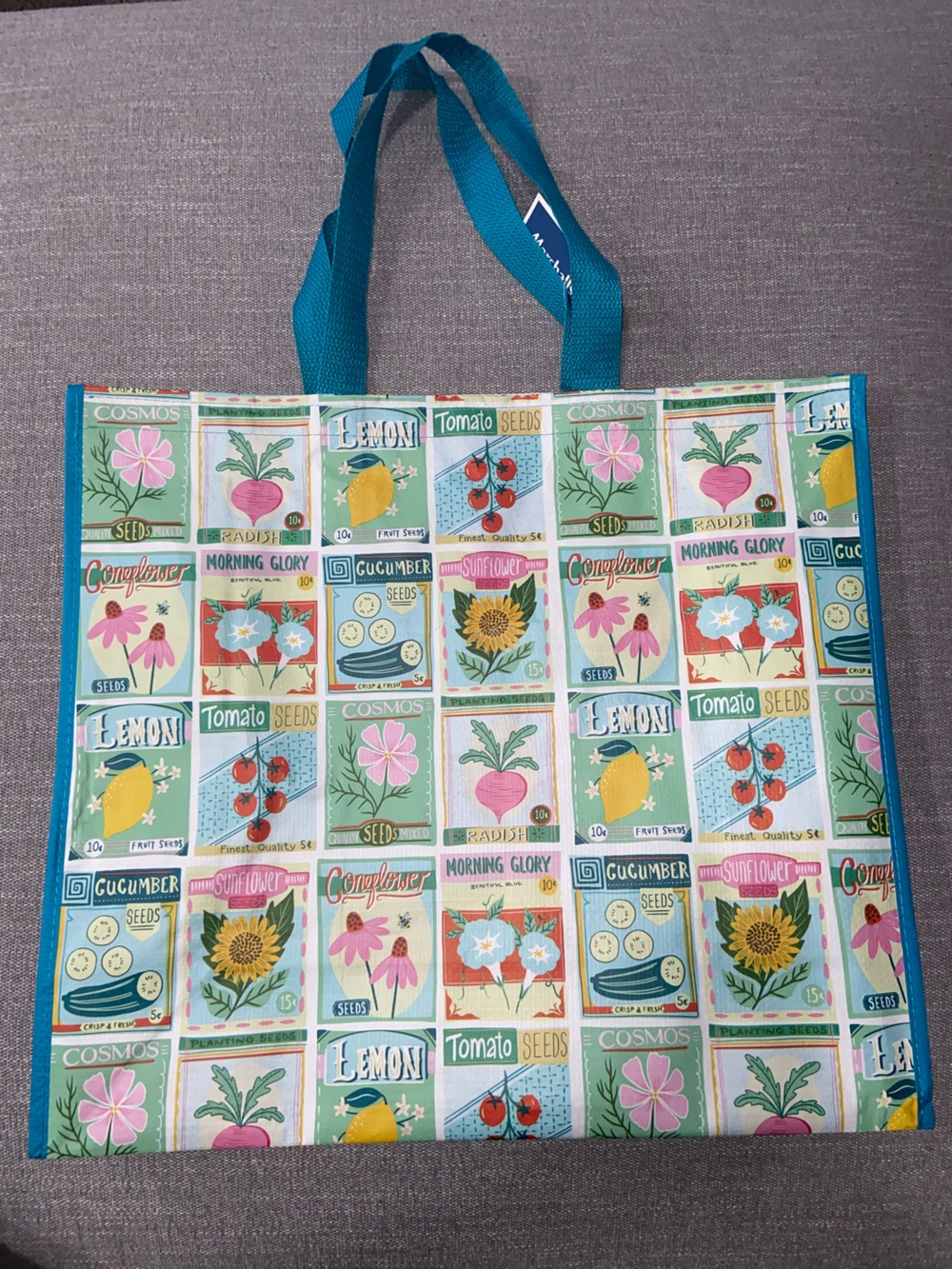 Marshalls Teal and Green Veggie and Flora Reusable Tote— NEW!